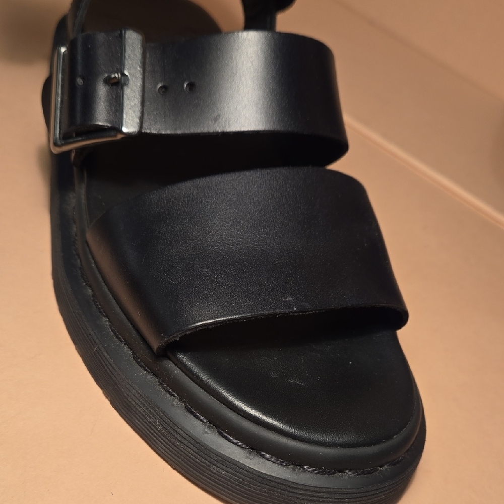 Dr. Martens Black Leather Platform Sandals - Picture 10 of 12